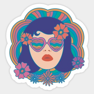 Retro Groovy Girl Sticker